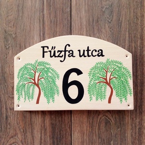 Házszám, házszámtábla, utcatábla- fűzfa , házszám . - otthon & életmód - ház & kert - házszám - Meska.hu