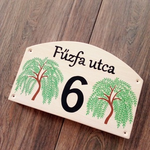 Házszám, házszámtábla, utcatábla- fűzfa , házszám . - otthon & életmód - ház & kert - házszám - Meska.hu
