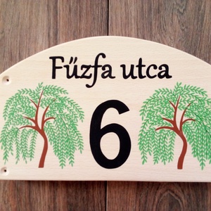 Házszám, házszámtábla, utcatábla- fűzfa , házszám . - otthon & életmód - ház & kert - házszám - Meska.hu