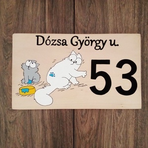 Házszám, házszámtábla, utcatábla- S'imons cat- Nem én voltam - házszám , Otthon & Életmód, Ház & Kert, Házszám, Festett tárgyak, Festészet, MESKA