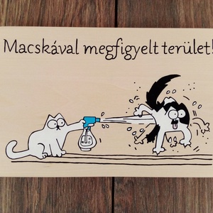 Macskával megfigyelt terület - Vicces ajtótábla - otthon & életmód - dekoráció - ajtó- és ablak dekoráció - ajtótábla - Meska.hu
