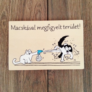 Macskával megfigyelt terület tábla, névtábla , Otthon & Életmód, Ház & Kert, Házszám, Festészet, Festett tárgyak, MESKA