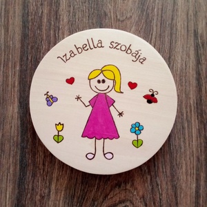 Lányos ajtójelölő tábla, ajtó jelölő tábla, ajtódísz, kopogtató, névtábla, felirat. - Meska.hu