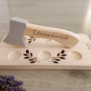 Szülőköszöntő fa balta rövidital kínáló , köszönőajándék, esküvői ajándék - esküvő - emlék & ajándék - szülőköszöntő ajándék - Meska.hu