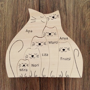 Fa macska család, forma puzzle, cica család, polc dekoráció - játék & sport - puzzle - forma puzzle - Meska.hu