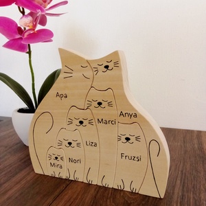 Fa macska család, forma puzzle, cica család, polc dekoráció - játék & sport - puzzle - forma puzzle - Meska.hu