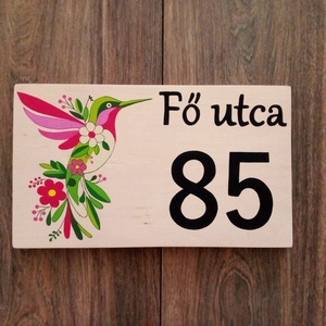 Házszám, házszámtábla, utcatábla- madár virág motívumokkal- házszám . - Meska.hu