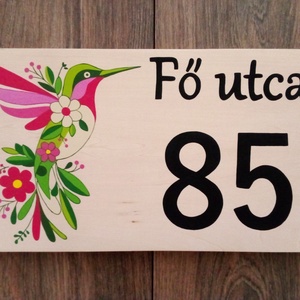 Házszám, házszámtábla, utcatábla- madár virág motívumokkal- házszám . - otthon & életmód - ház & kert - házszám - Meska.hu
