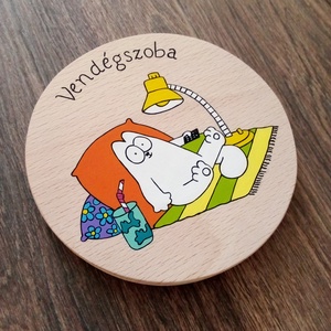 Simon' cat  - Ajtójelölő tábla, ajtó jelölő tábla, névtábla, felirat, kopogtató -vendégszoba  - otthon & életmód - dekoráció - ajtó- és ablak dekoráció - ajtótábla - Meska.hu