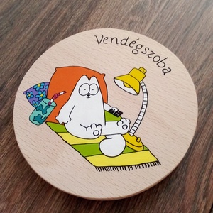 Simon' cat  - Ajtójelölő tábla, ajtó jelölő tábla, névtábla, felirat, kopogtató -vendégszoba  - otthon & életmód - dekoráció - ajtó- és ablak dekoráció - ajtótábla - Meska.hu