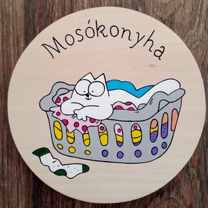 Simon's cat - Gardrób ajtójelölő tábla, ajtó jelölő tábla, ajtódísz, kopogtató - Meska.hu