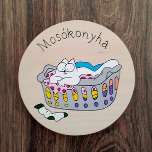 Simon's cat - Gardrób ajtójelölő tábla, ajtó jelölő tábla, ajtódísz, kopogtató - otthon & életmód - dekoráció - ajtó- és ablak dekoráció - ajtótábla - Meska.hu