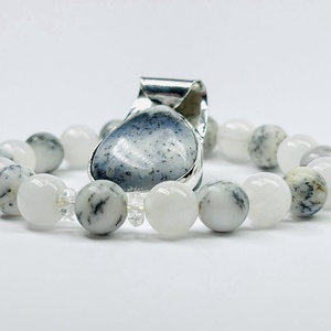 Merlinit medál, merlinit és szivárványholdkő karkötő - ékszer - karkötő - ásványkarkötő - Meska.hu