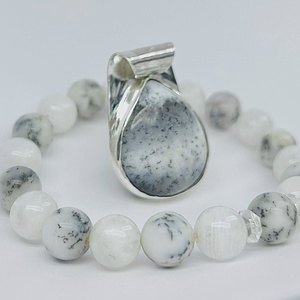 Merlinit medál, merlinit és szivárványholdkő karkötő, Ékszer, Karkötő, Ásványkarkötő, Ékszerkészítés, MESKA