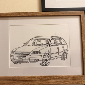 Volkswagen Passat B5.5 egyedi vonalrajzolt falikép - Meska.hu