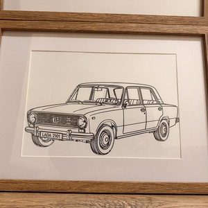 Lada 2101 vonalrajzolt falikép - Meska.hu