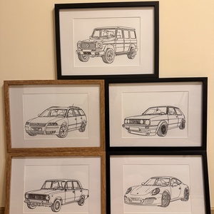 Lada 2101 vonalrajzolt falikép - művészet - grafika & illusztráció - egyéb rajzok - Meska.hu