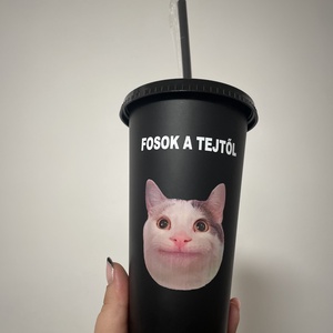 Szívószálas pohár vicces felirattal, Otthon & Életmód, Konyhafelszerelés, tálalás, Tálalás, Pohár, Fotó, grafika, rajz, illusztráció, MESKA