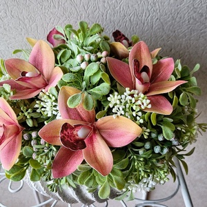Asztaldísz orchideákkal - otthon & életmód - dekoráció - asztal és polc dekoráció - asztaldísz - Meska.hu