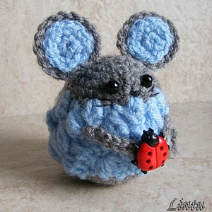 Horgolt egérke katicával  (amigurumi) - játék & sport - plüssállat & játékfigura - egér - Meska.hu