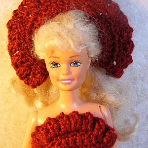 Horgolt bordó Barbie ruha - Meska.hu