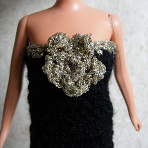 Horgolt fekete Barbie ruha - játék & sport - baba & babaház - barbie ruhák - Meska.hu