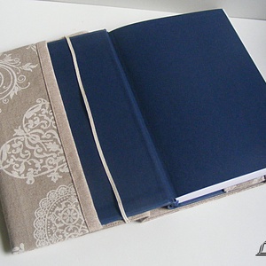 Textil könyv- vagy határidőnapló borító állítható szélességgel, SZÍVEK -  - Meska.hu