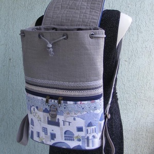 Santorini textil hátizsák gobelin jellegű vászonból - táska & tok - hátizsák - hátizsák - Meska.hu