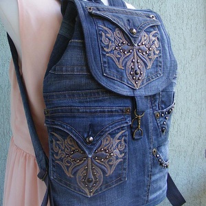 Hímzett farmer hátizsák  - táska & tok - hátizsák - hátizsák - Meska.hu