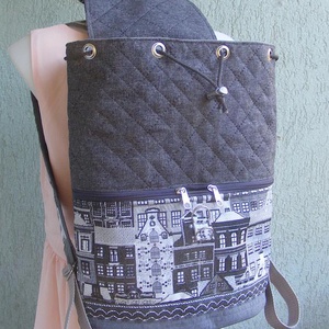 Szürke város textil hátizsák gobelin jellegű vászonból - táska & tok - hátizsák - hátizsák - Meska.hu Szürke város textil hátizsák gobelin jellegű vászonból - táska & tok - hátizsák - hátizsák - Meska.hu