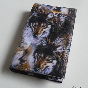 Kétoldalú vízhatlan könyvborító állítható szélességgel, farkasok/fehér baglyok, Könyv & Zene, Könyvtok, Varrás, MESKA