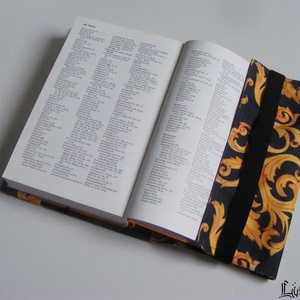 Kétoldalú vízhatlan könyvborító állítható szélességgel, sárga ornamentum/nagy virág - könyv & zene - könyvtok - Meska.hu