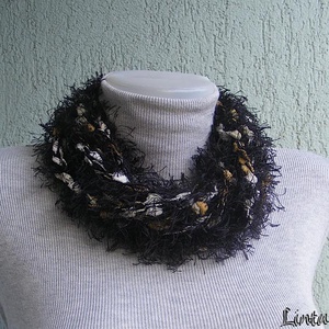 Téli horgolt nyaklánc barna-fekete színekben, Ékszer, Nyaklánc, Nyakpánt, gallér, Varrás, Horgolás, MESKA