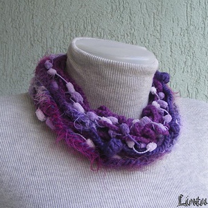 Téli horgolt nyaklánc barna-fekete színekben, Ékszer, Nyaklánc, Nyakpánt, gallér, Varrás, Horgolás, MESKA