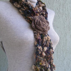 Téli horgolt nyaklánc barna színekben - ékszer - nyaklánc - nyakpánt, gallér - Meska.hu