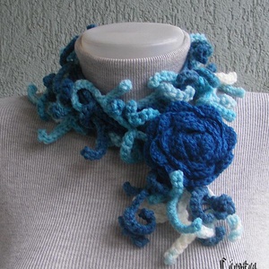 Téli horgolt nyaklánc türkíz színekben - Meska.hu