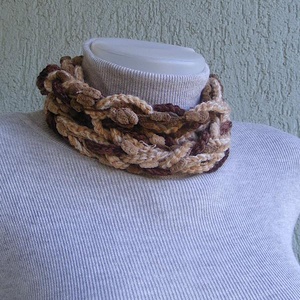 Téli horgolt nyaklánc barna színekben - ékszer - nyaklánc - nyakpánt, gallér - Meska.hu