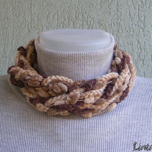 Téli horgolt nyaklánc barna színekben, Ékszer, Nyaklánc, Nyakpánt, gallér, Varrás, Horgolás, MESKA