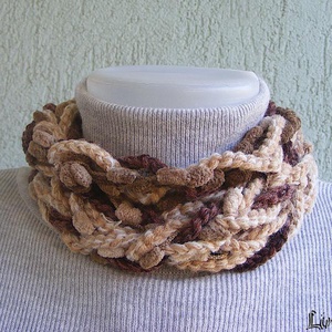 Téli horgolt nyaklánc barna színekben - ékszer - nyaklánc - nyakpánt, gallér - Meska.hu