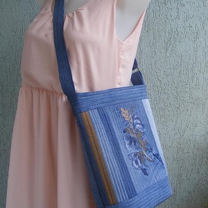 Virágok farmer  táska - táska & tok - kézitáska & válltáska - válltáska - Meska.hu