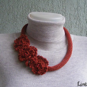Horgolt nyaklánc terrakotta színekben, Ékszer, Nyaklánc, Nyakpánt, gallér, Varrás, Horgolás, MESKA
