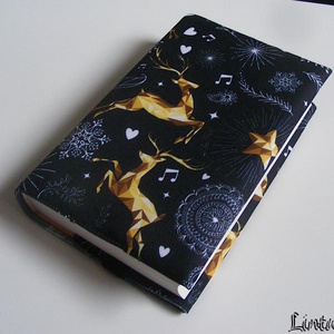 Kétoldalú vízhatlan könyvborító állítható szélességgel, SZARVASOK és TÉLI HÁZIKÓK - Meska.hu