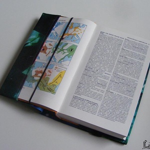 Kétoldalú vízhatlan könyvborító állítható szélességgel, SZÍNES FÉNYEK és ZÖLD MINTA - könyv & zene - könyvtok - Meska.hu