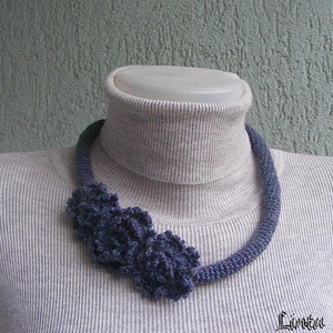 Horgolt nyaklánc tkék színben - ékszer - nyaklánc - nyakpánt, gallér - Meska.hu