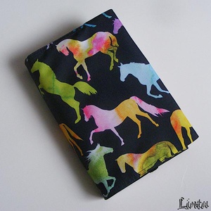 Színes lovak, vízhatlan könyvborító állítható szélességgel - könyv & zene - könyvtok - Meska.hu