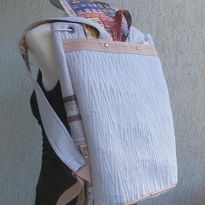 Színes város textil hátizsák gobelin jellegű vászonból - táska & tok - hátizsák - hátizsák - Meska.hu