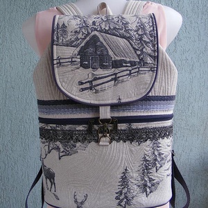 Téli erdő textil hátizsák , Táska & Tok, Hátizsák, Hátizsák, Varrás, MESKA