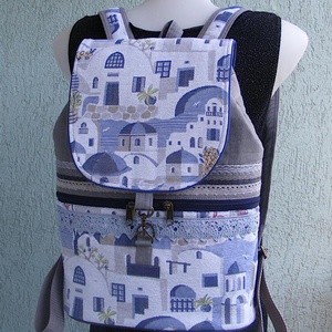 Santorini textil hátizsák gobelin jellegű vászonból - Meska.hu