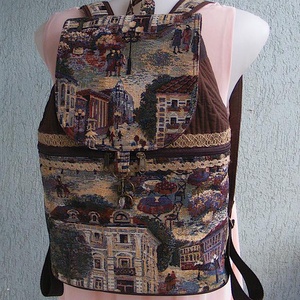 Város textil hátizsák gobelin jellegű vászonból - Meska.hu