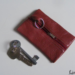 Valódi bőr kulcstartó, sötétrózsaszín, Táska & Tok, Kulcstartó & Táskadísz, Kulcstartó, Varrás, MESKA